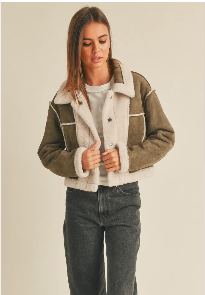 Suede sherpa jacket on sale women's